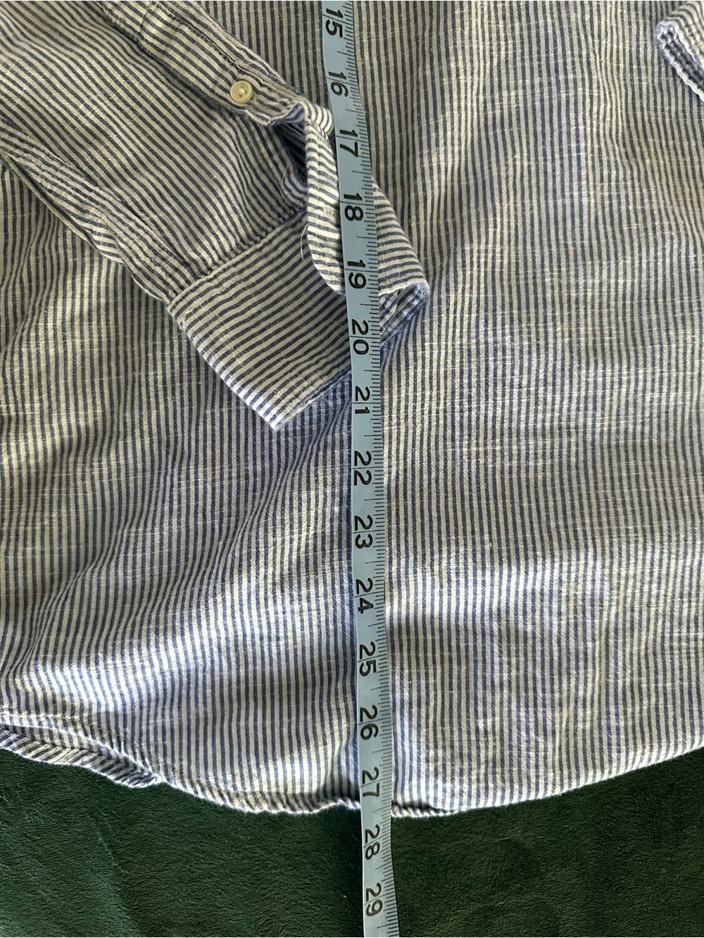 GAP TALL Blue and White Striped Women's Henley Popover Shirt - Picture 5 of 6